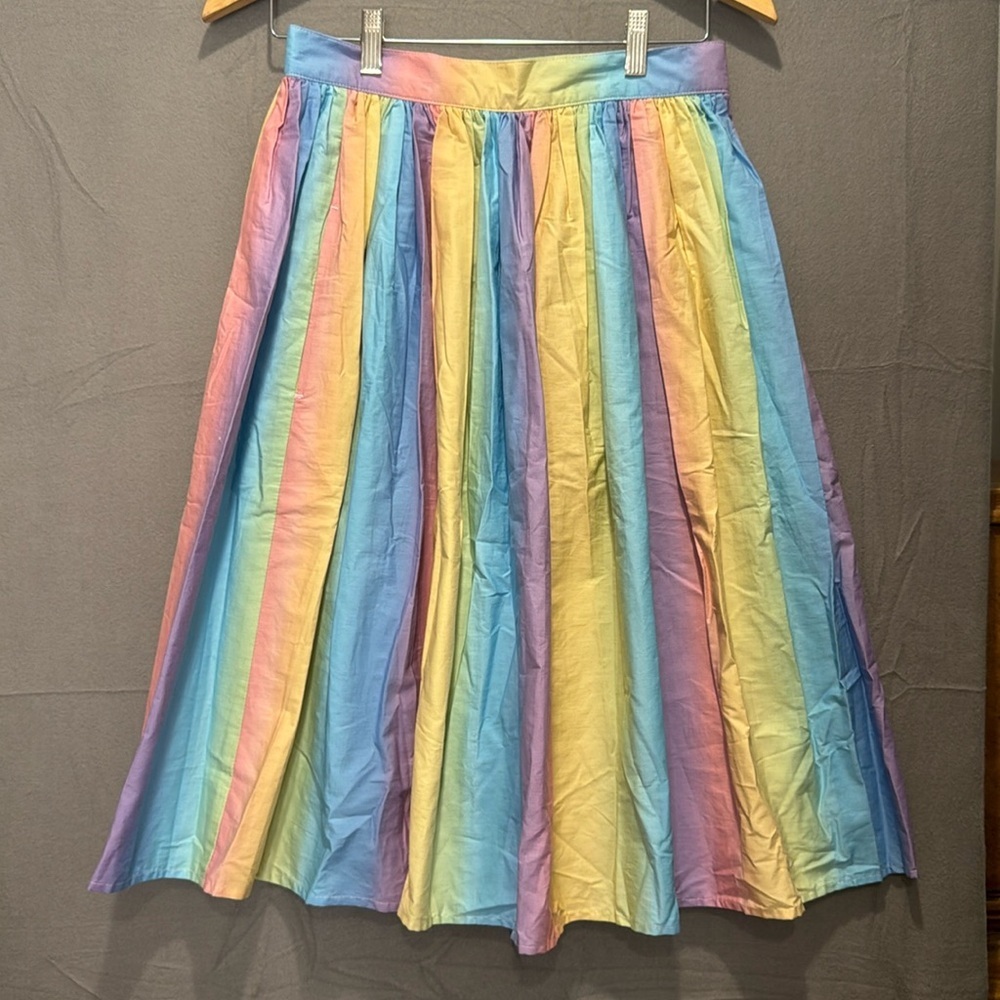 HELL BUNNY Retro A-Line Pleated Rainbow Skirt Women’s Size Small